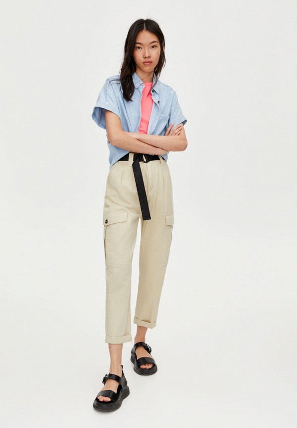 

Брюки Pull&Bear, Бежевый, CARGO