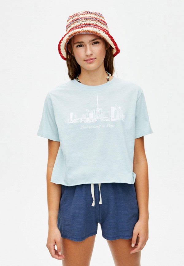 

Футболка Pull&Bear, Бирюзовый, Join Life