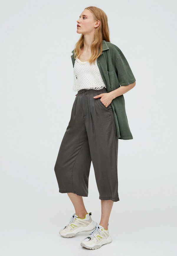 

Брюки Pull&Bear, Хаки, CULOTTE