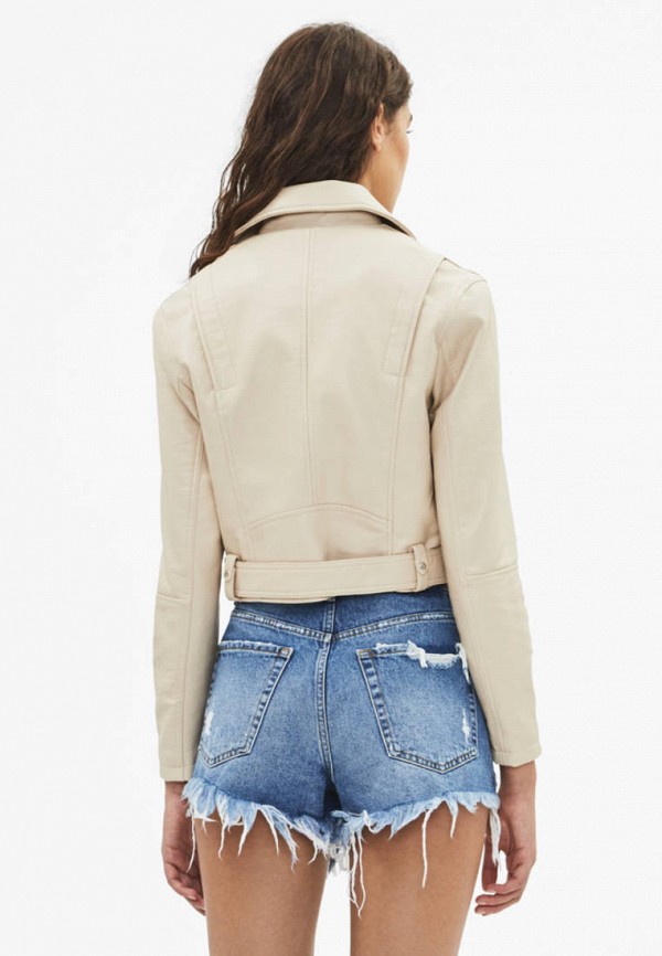 

Куртка кожаная Bershka, Бежевый