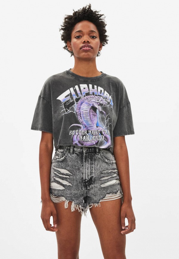 

Футболка Bershka, Серый