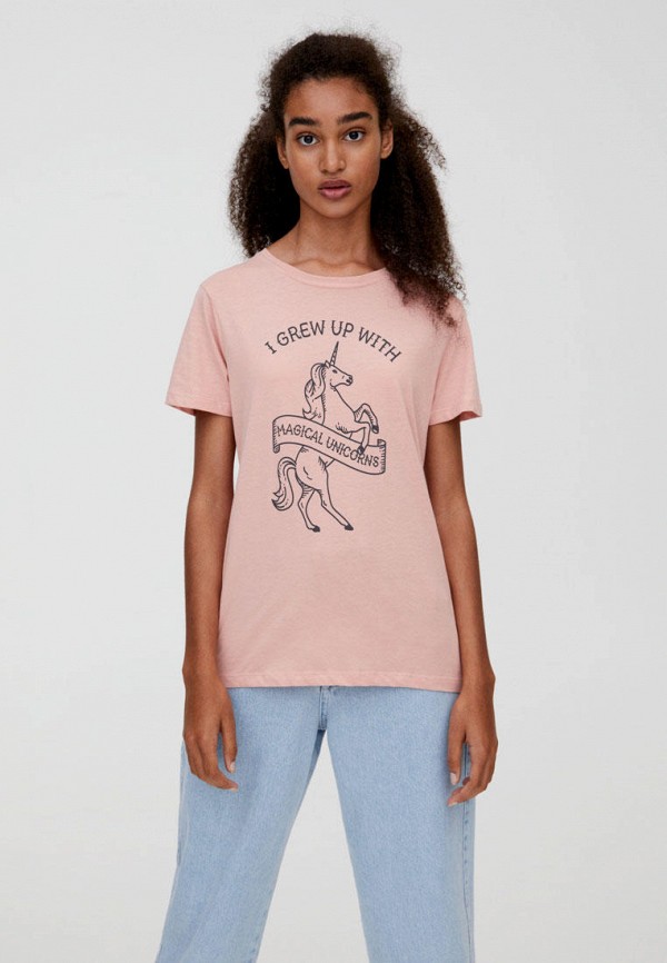 

Футболка Pull&Bear, Розовый, Join Life