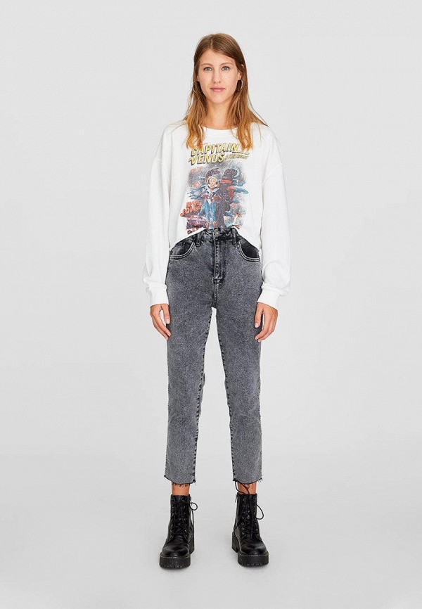 

Джинсы Stradivarius, Серый, MOM SLIM
