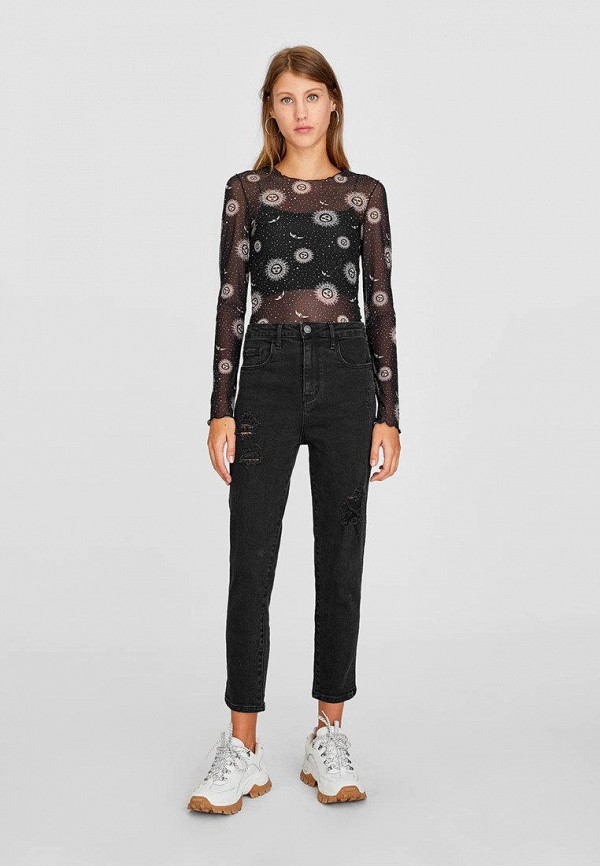 

Джинсы Stradivarius, Черный, MOM SLIM
