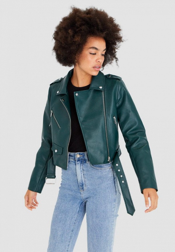 

Куртка кожаная Stradivarius, Зеленый