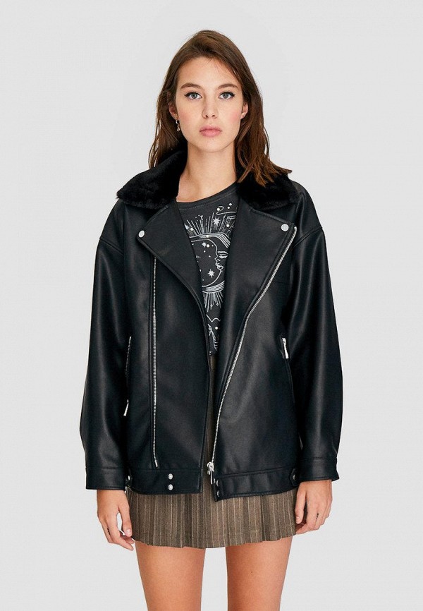 

Куртка кожаная Stradivarius, Черный