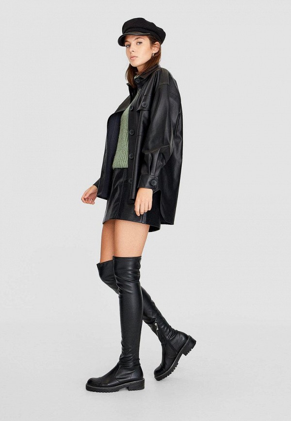 

Куртка кожаная Stradivarius, Черный