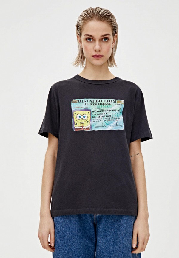 

Футболка Pull&Bear, Серый, BOB ESPONJA