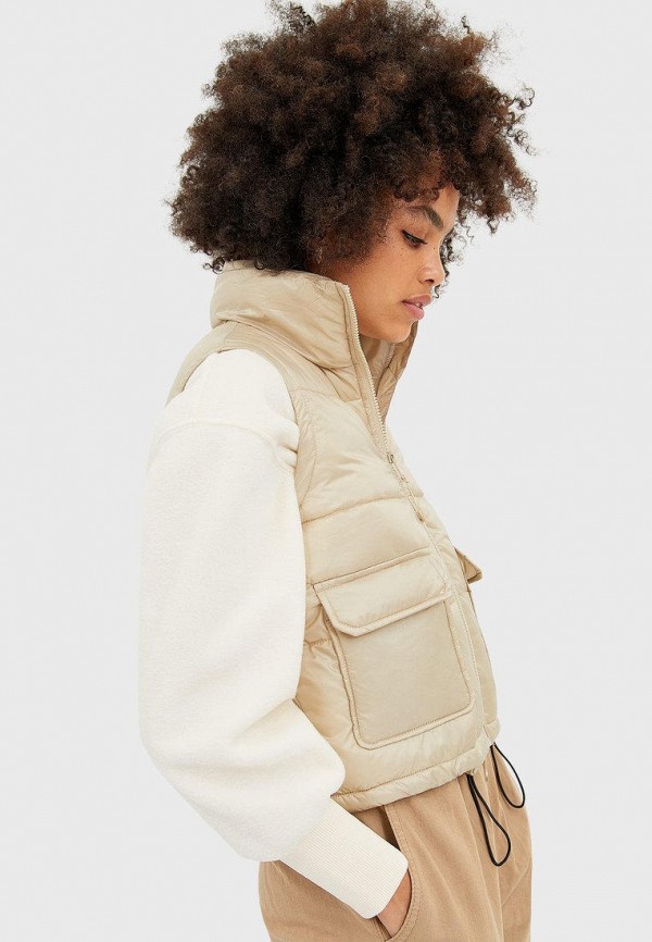 

Жилет утепленный Stradivarius, Бежевый