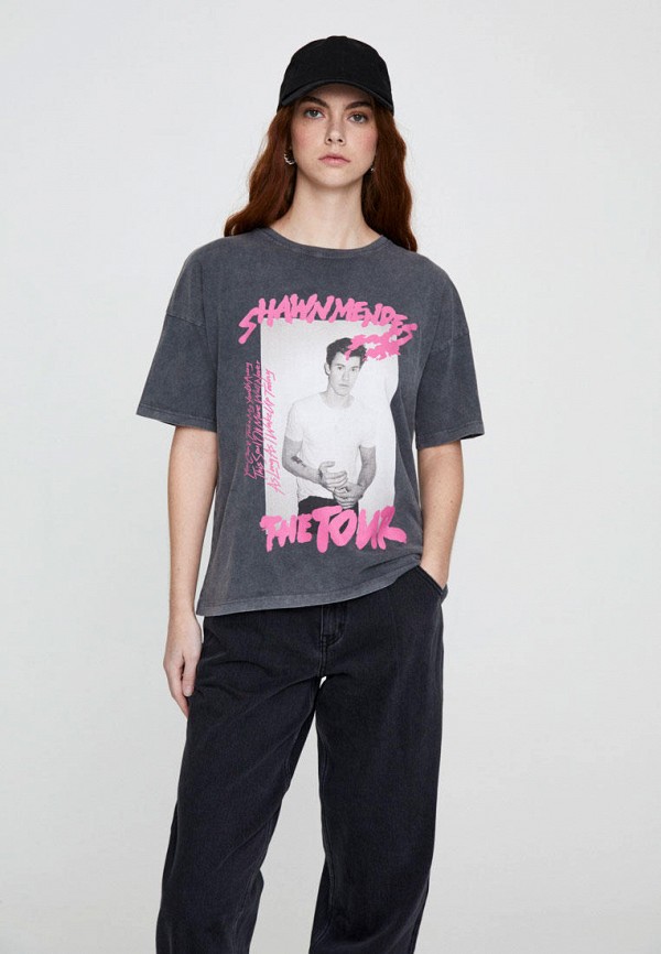 

Футболка Pull&Bear, Серый, SHAWN MENDES