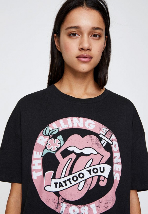 

Футболка Pull&Bear, Черный, ROLLING STONES