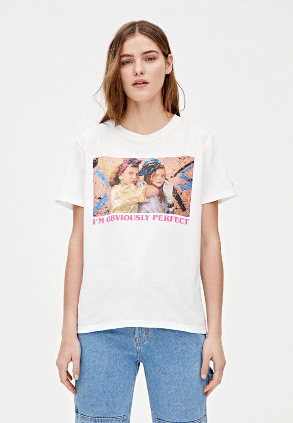 

Футболка Pull&Bear, Белый, STRANGER THINGS 3