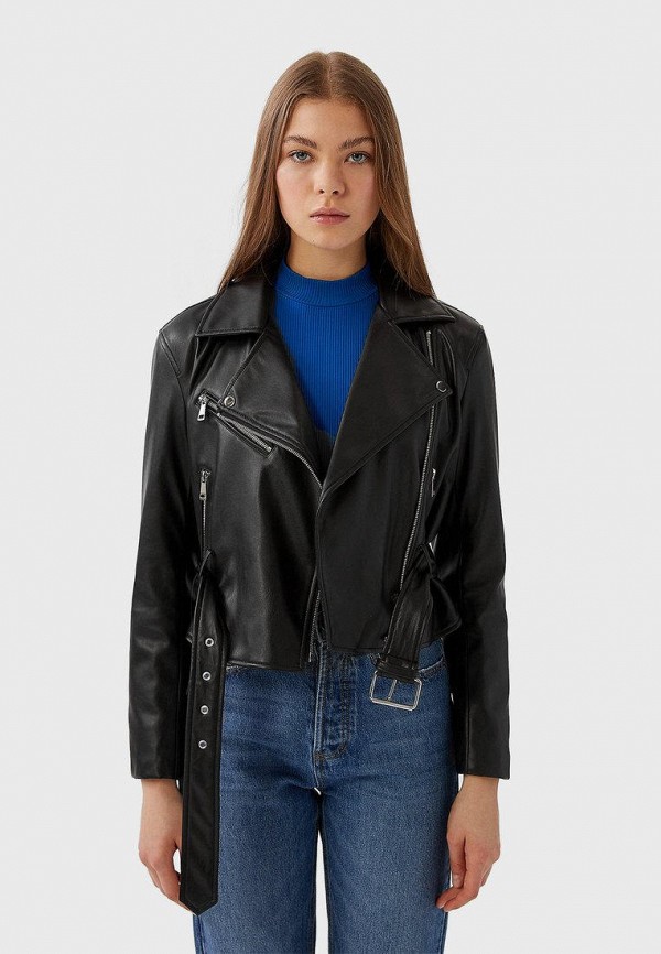 

Куртка кожаная Stradivarius, Черный