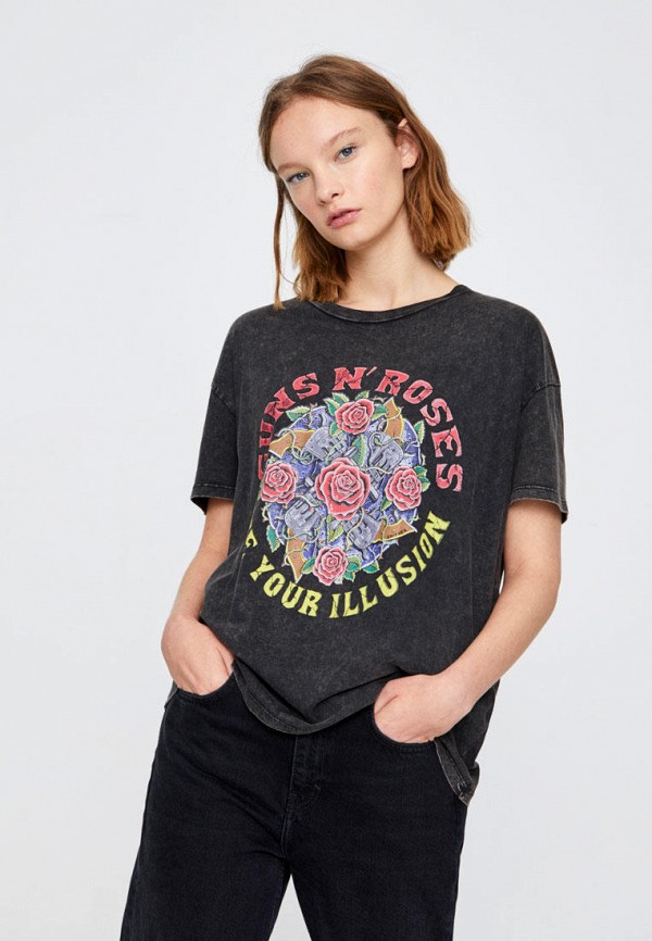 

Футболка Pull&Bear, Черный, GUNS N ROSES, Join Life