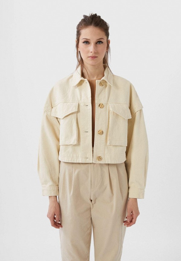 

Куртка джинсовая Stradivarius, Бежевый