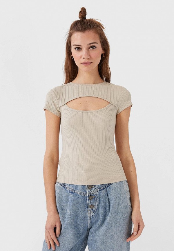 

Футболка Stradivarius, Бежевый