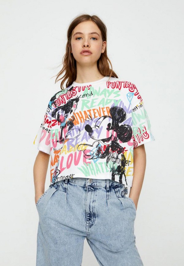 

Футболка Pull&Bear, Белый, DISNEY