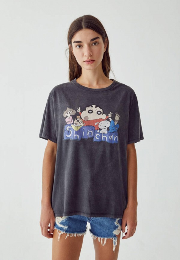 

Футболка Pull&Bear, Серый, SHIN CHAN