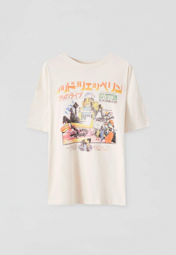 

Футболка Pull&Bear, Бежевый, LED ZEPPELIN