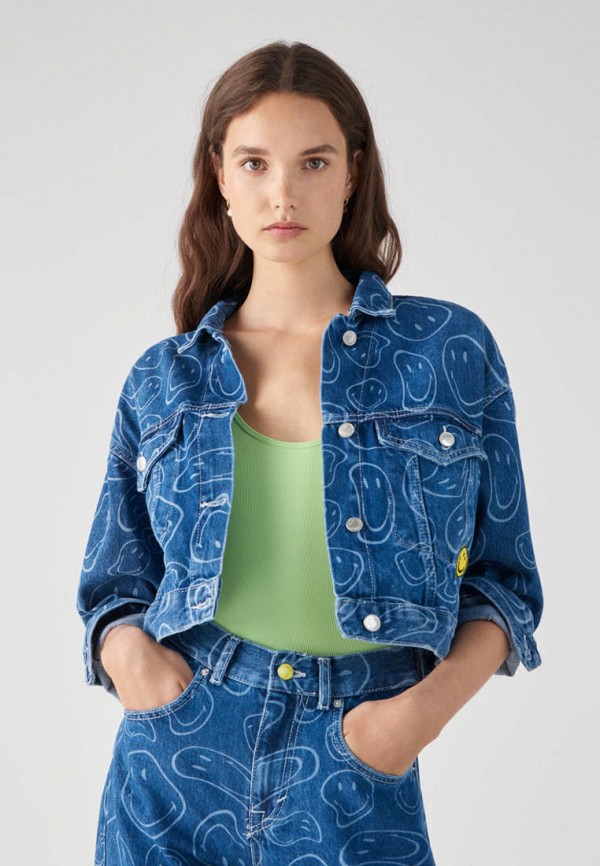 

Куртка джинсовая Pull&Bear, Синий, SMILEY, Join Life
