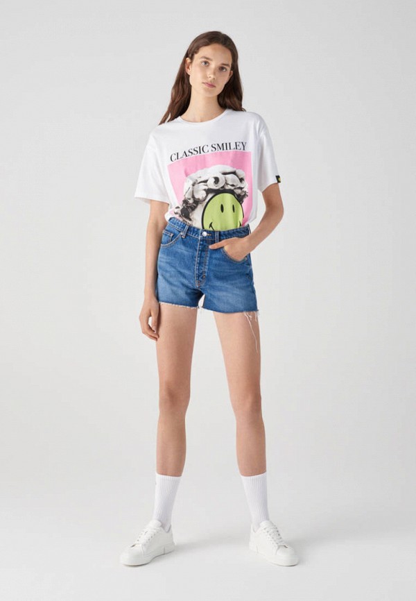 

Футболка Pull&Bear, Белый, SMILEY
