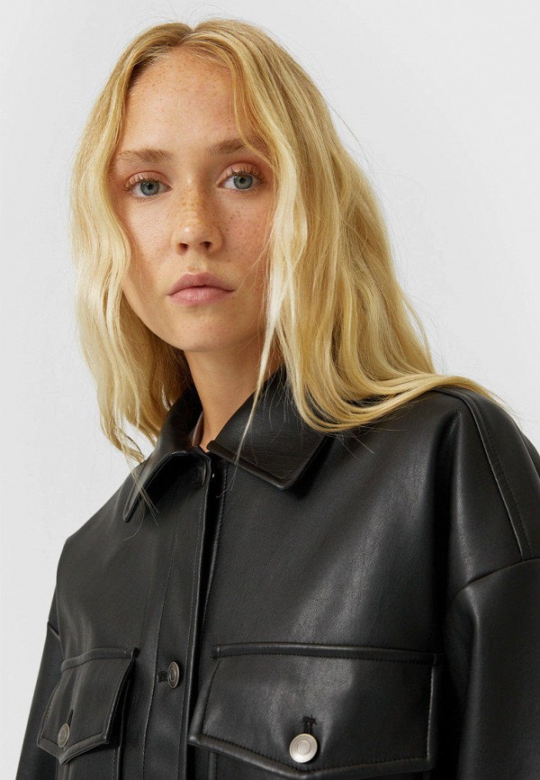 

Куртка кожаная Stradivarius, Черный