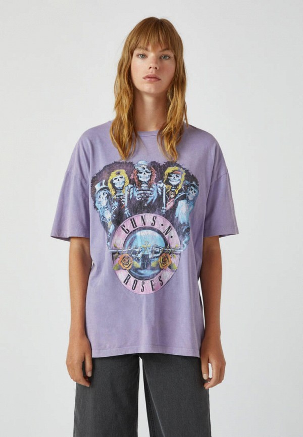 

Футболка Pull&Bear, Фиолетовый, GUNS N ROSES, Join Life