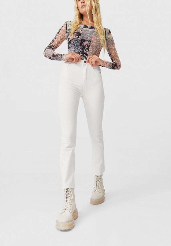 

Джинсы Stradivarius, Белый, JEANS CROPPED FLARE HIGH WAIST