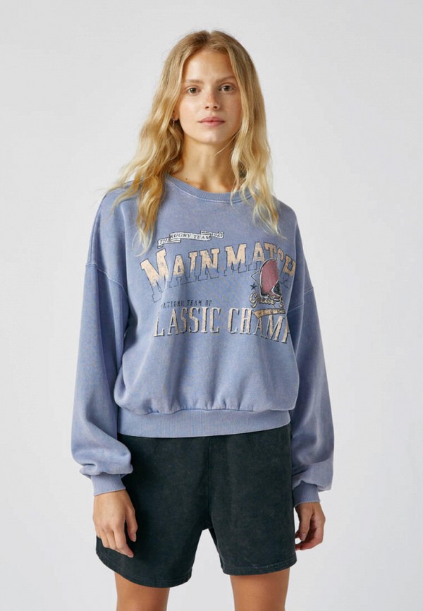 

Свитшот Pull&Bear, Голубой, Join Life