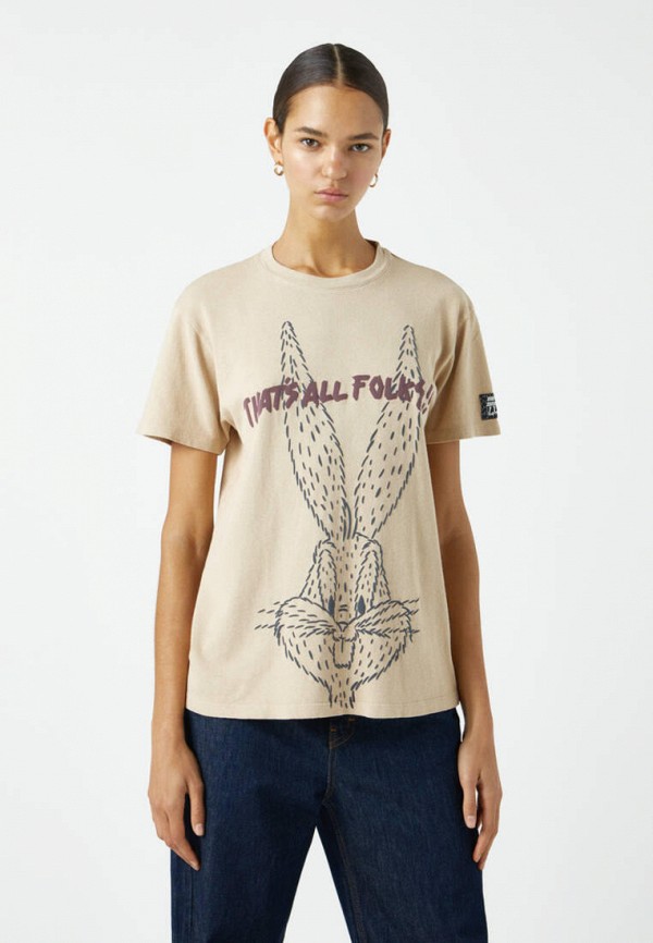 

Футболка Pull&Bear, Бежевый, WARNER, Join Life