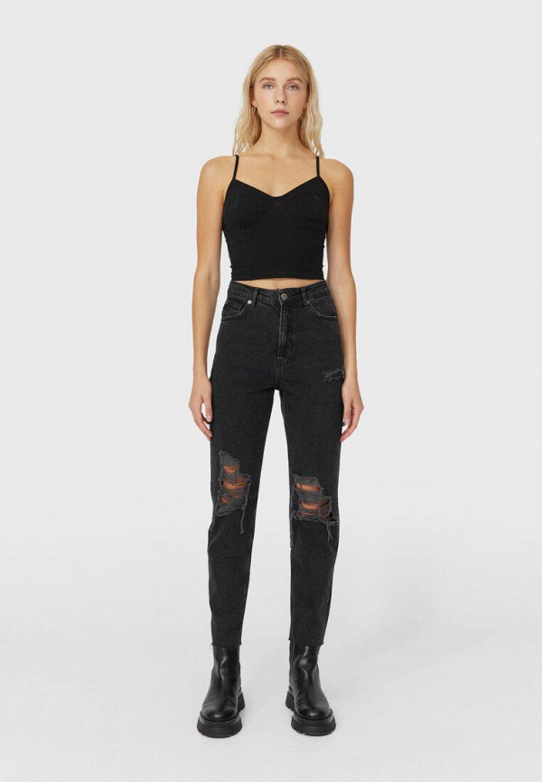 

Джинсы Stradivarius, Черный, MOM FIT