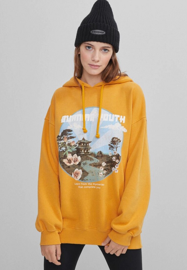 bershka orange moletom com capuz