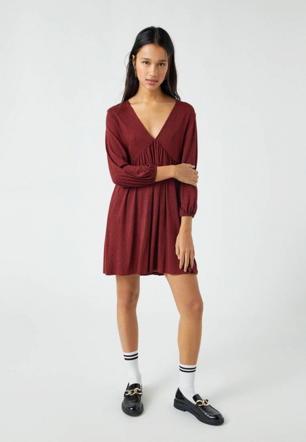 Платье Pull&Bear цвет бордовый  Фото 2