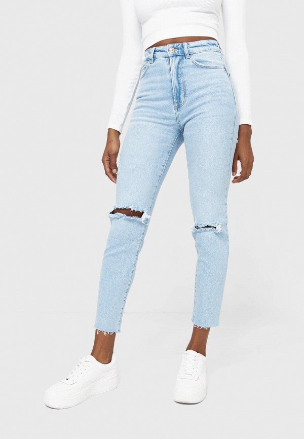 

Джинсы Stradivarius, Голубой, MOM SLIM