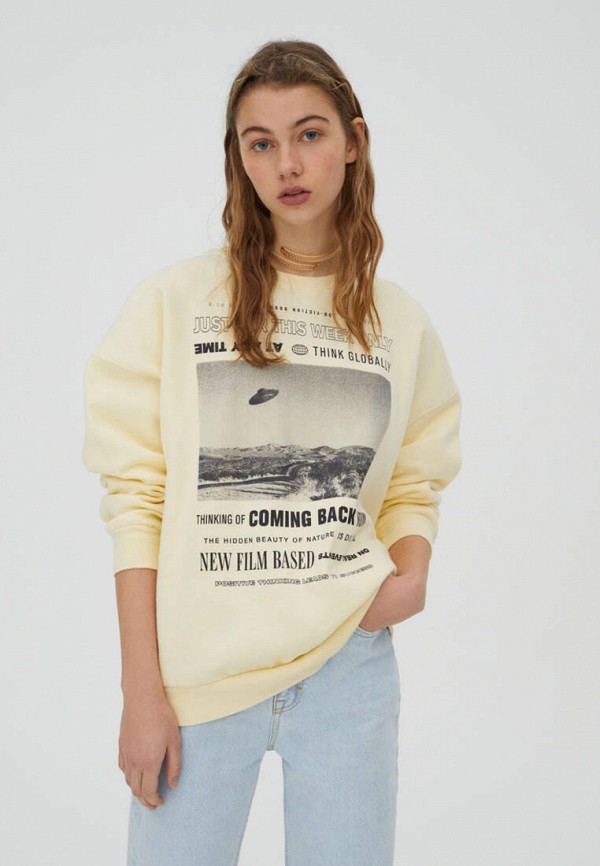 

Свитшот Pull&Bear, Желтый, Join Life