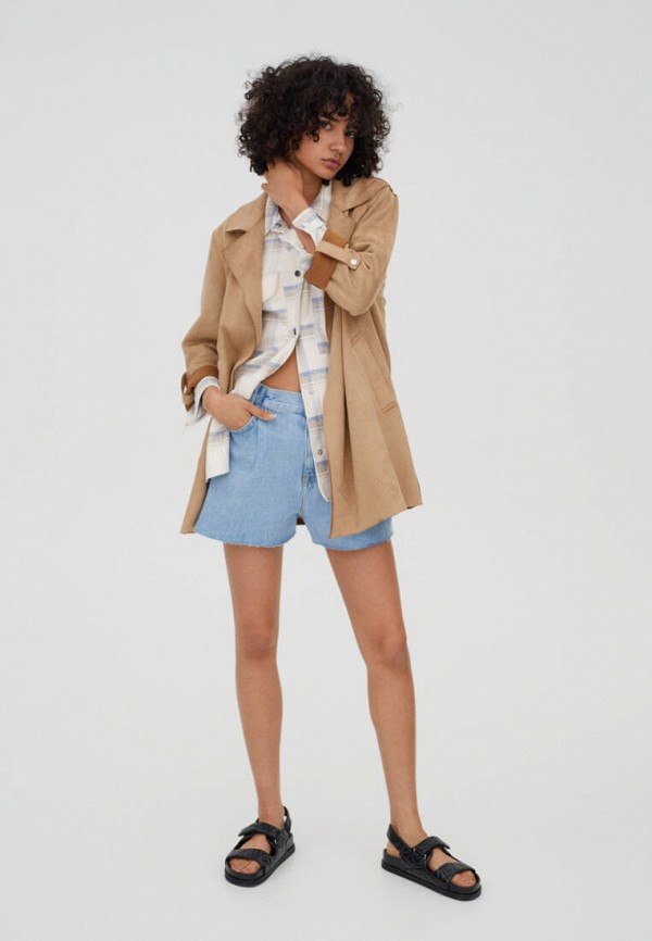 

Куртка кожаная Pull&Bear, Бежевый, Join life