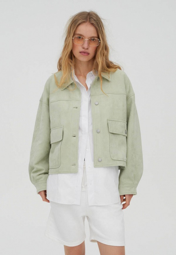 

Куртка кожаная Pull&Bear, Зеленый, Join life