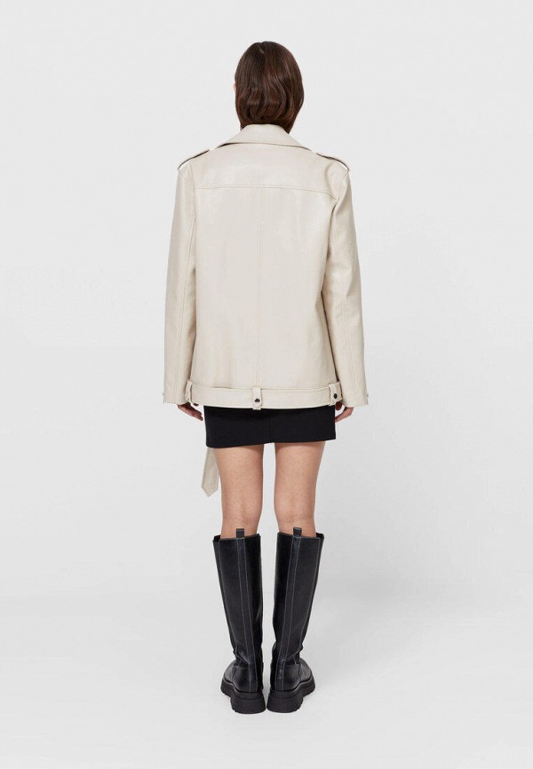 

Куртка кожаная Stradivarius, Бежевый