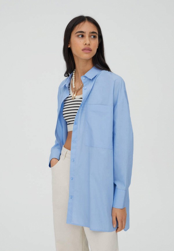 

Рубашка Pull&Bear, Голубой, Join life