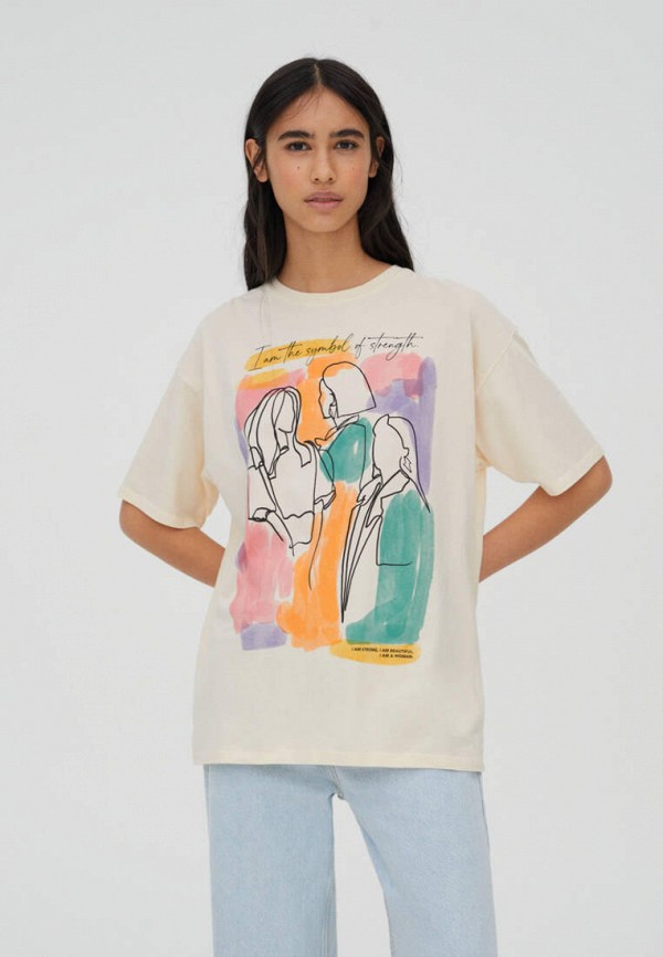 

Футболка Pull&Bear, Бежевый, Join Life