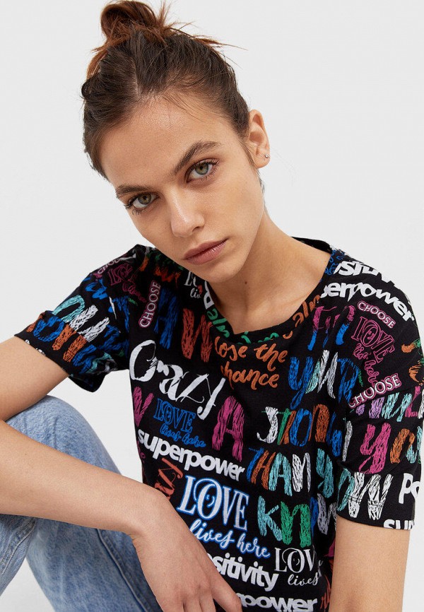 

Футболка Stradivarius, Черный