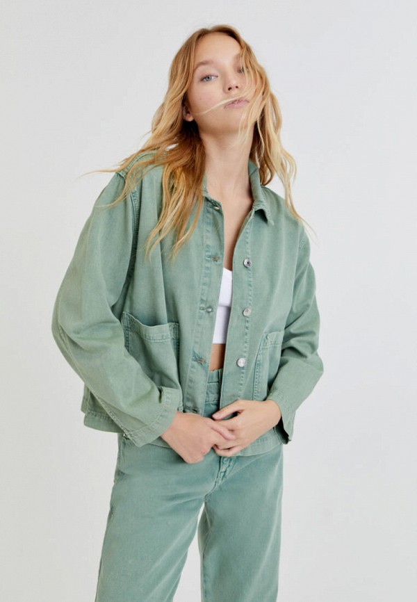 

Куртка джинсовая Pull&Bear, Бирюзовый