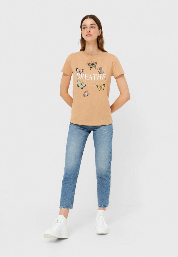 

Футболка Stradivarius, Бежевый