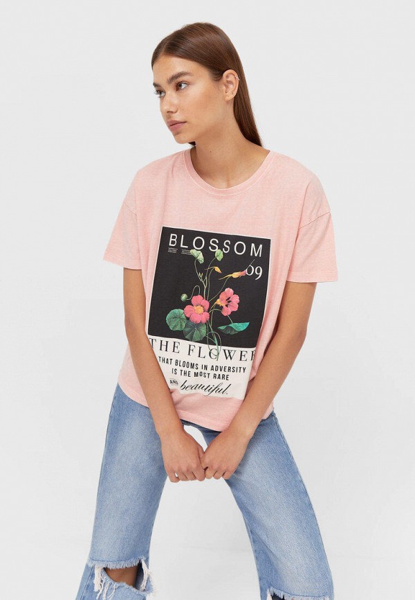 

Футболка Stradivarius, Розовый