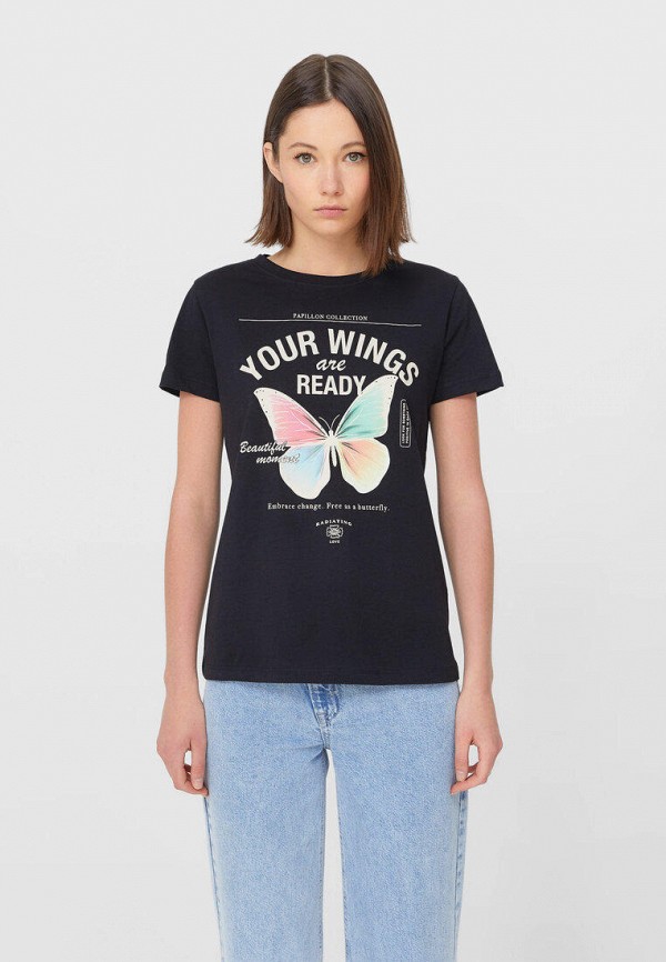 

Футболка Stradivarius, Черный