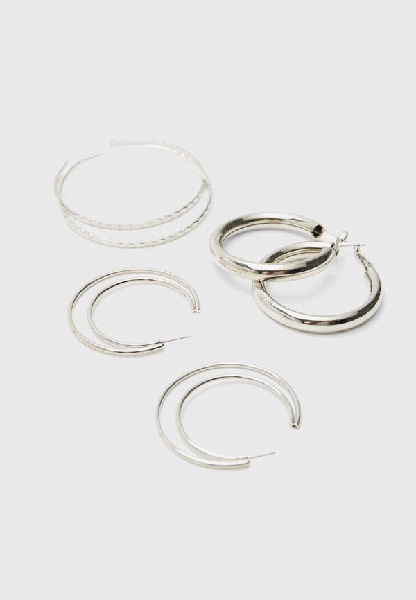 

Серьги 3 пары Stradivarius, Серебряный