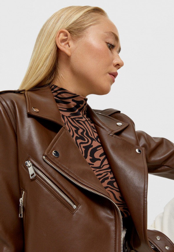 

Куртка кожаная Stradivarius, Коричневый