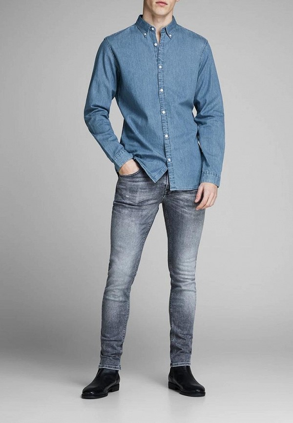 Синие джинсы с рубашкой мужские