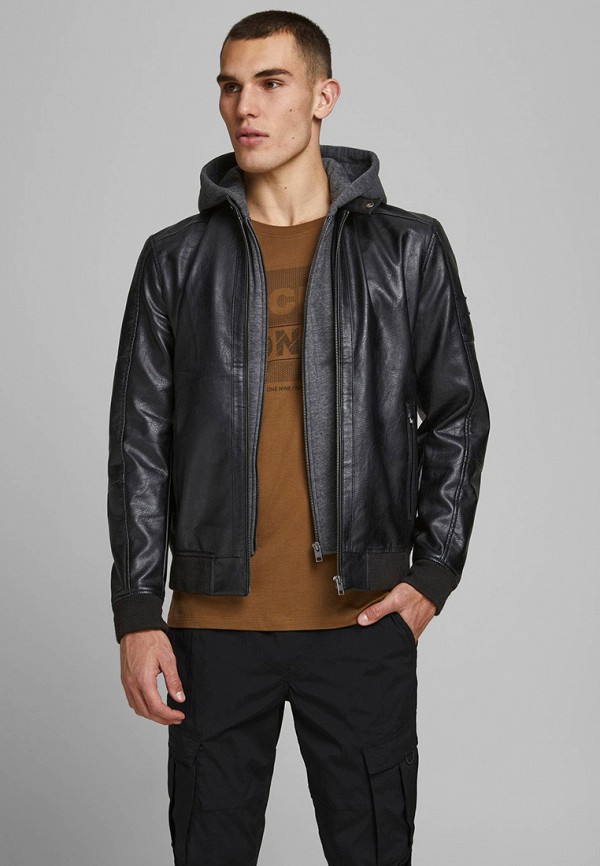 

Куртка кожаная Jack & Jones, Черный, Jack & Jones JA391EMJQMK4