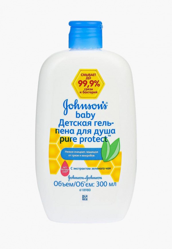

Гель для купания Johnson & Johnson, Johnson's baby Pure Protect антибактериальный 300, мл, Прозрачный